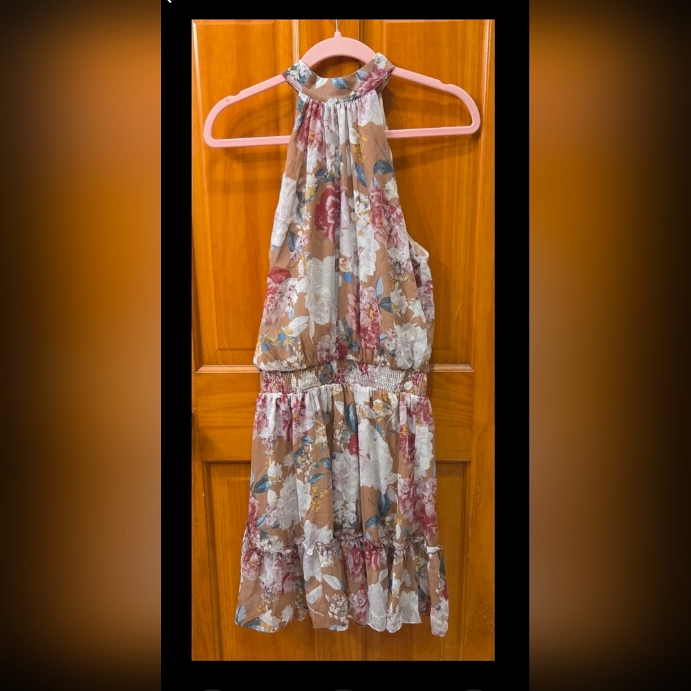 Floral Halter Neck Midi Dress